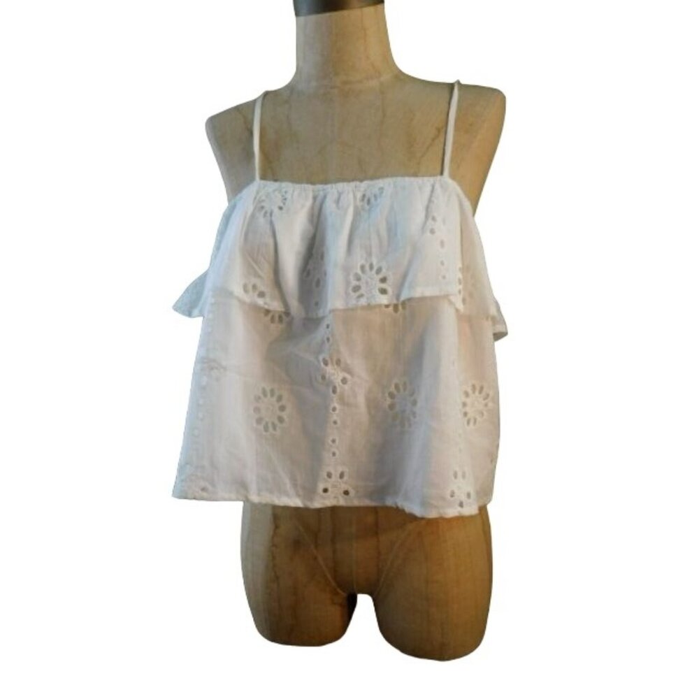 Sugar + Lips Size XS White Eyelet Cami Style Blouse NWT